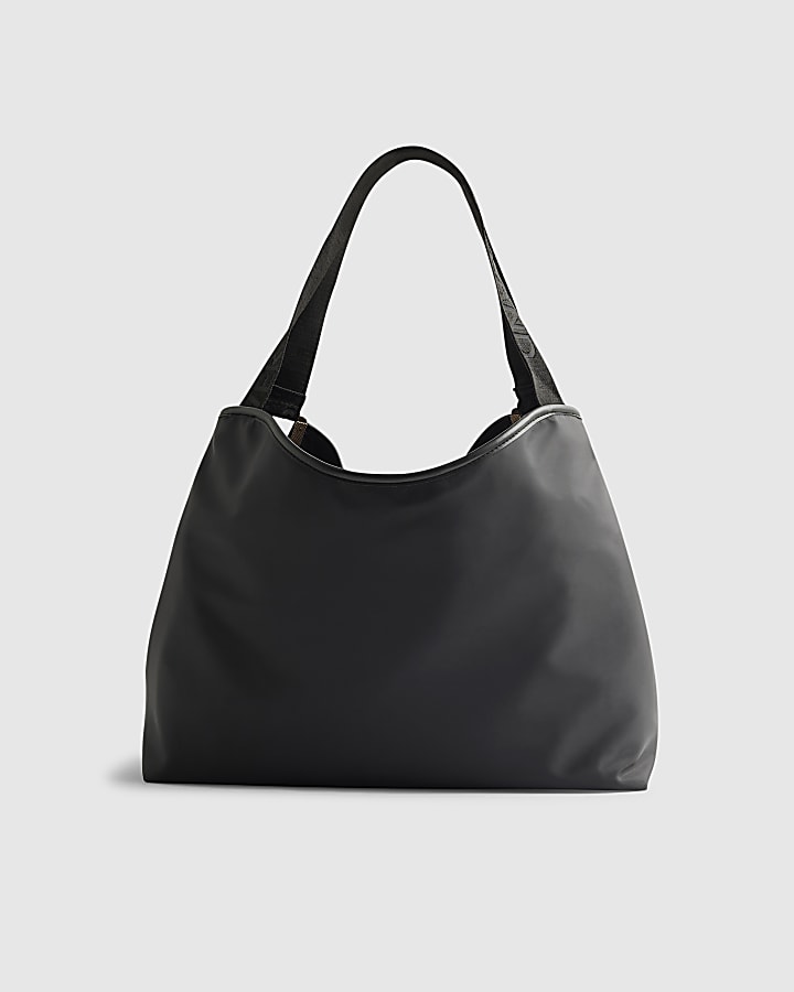Black Nylon Slouch Shoulder Bag