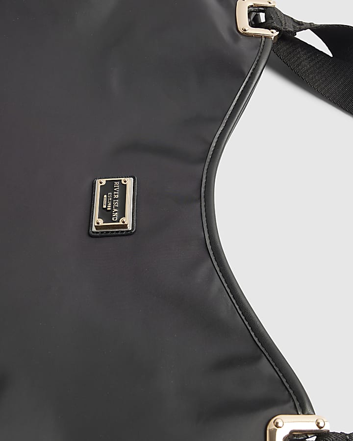 Black Nylon Slouch Shoulder Bag