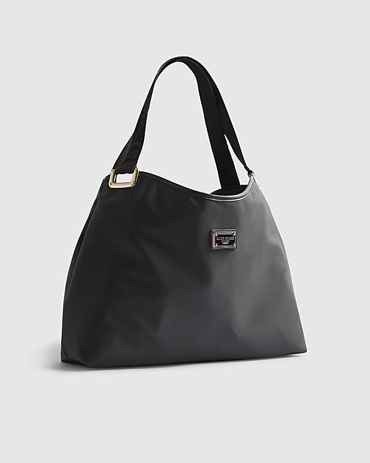 Black Nylon Slouch Shoulder Bag