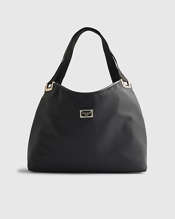 Black Nylon Slouch Shoulder Bag