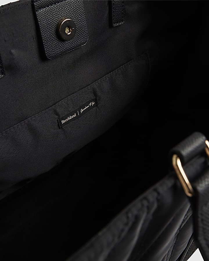 Black Nylon Quilted Shopper Bag