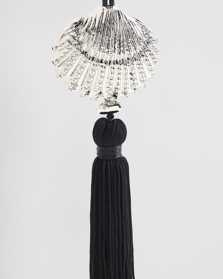 Black Shell Pendant Tassel Necklace