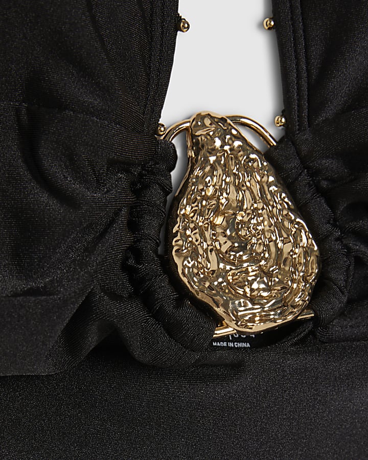 Black Hardware Plunge Swimsuit