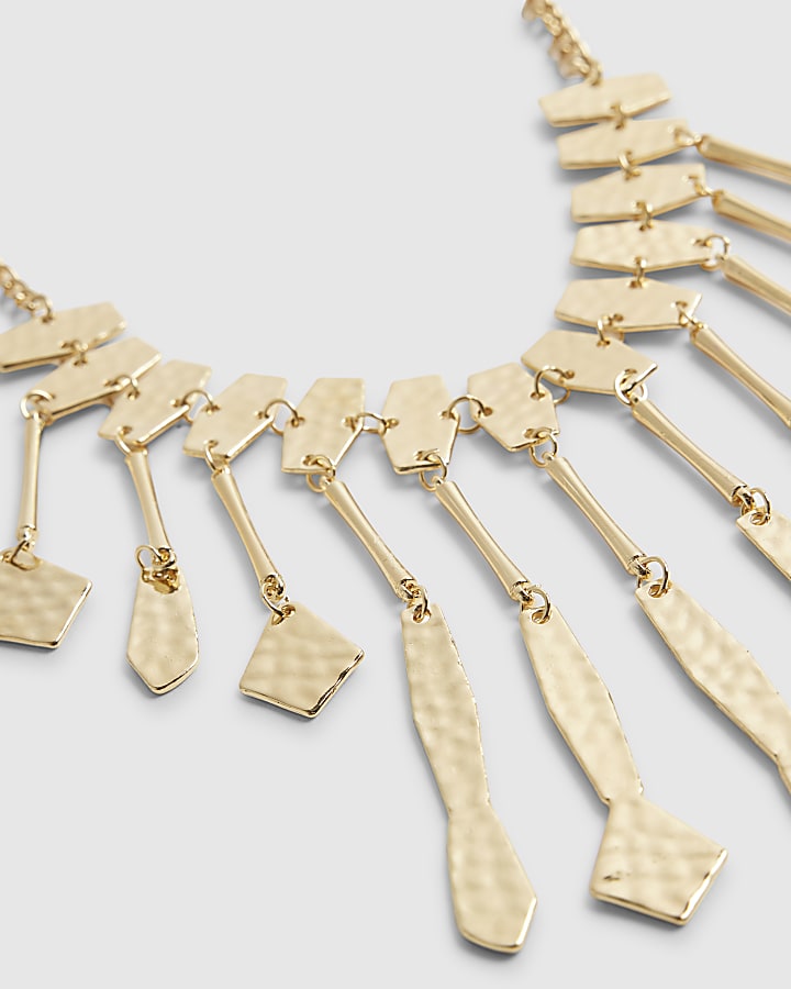 Gold Drop Pendant Collar Necklace