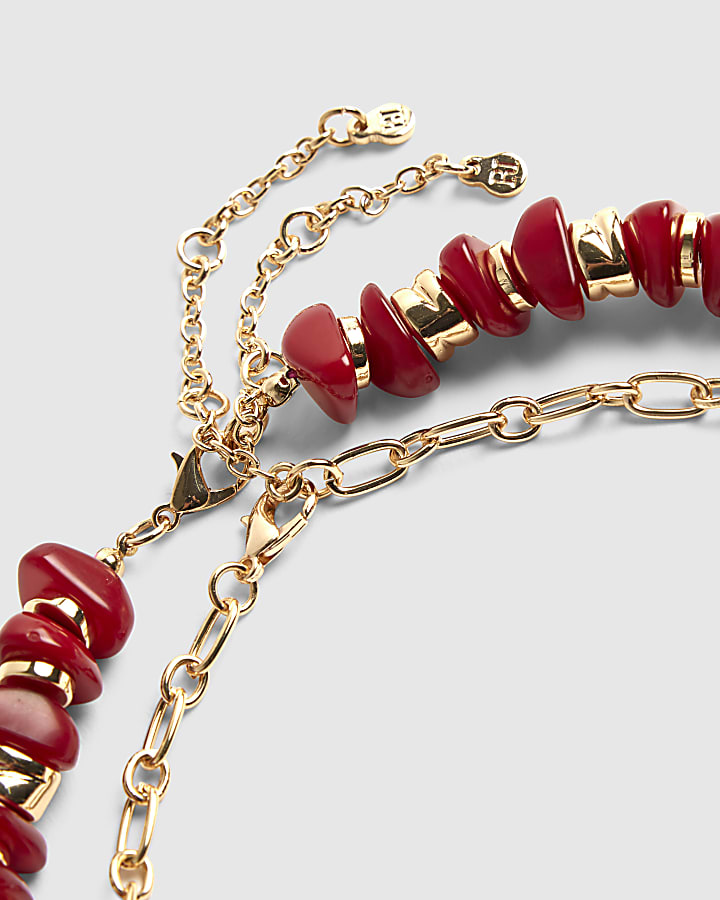 Red Coral Collar Necklace