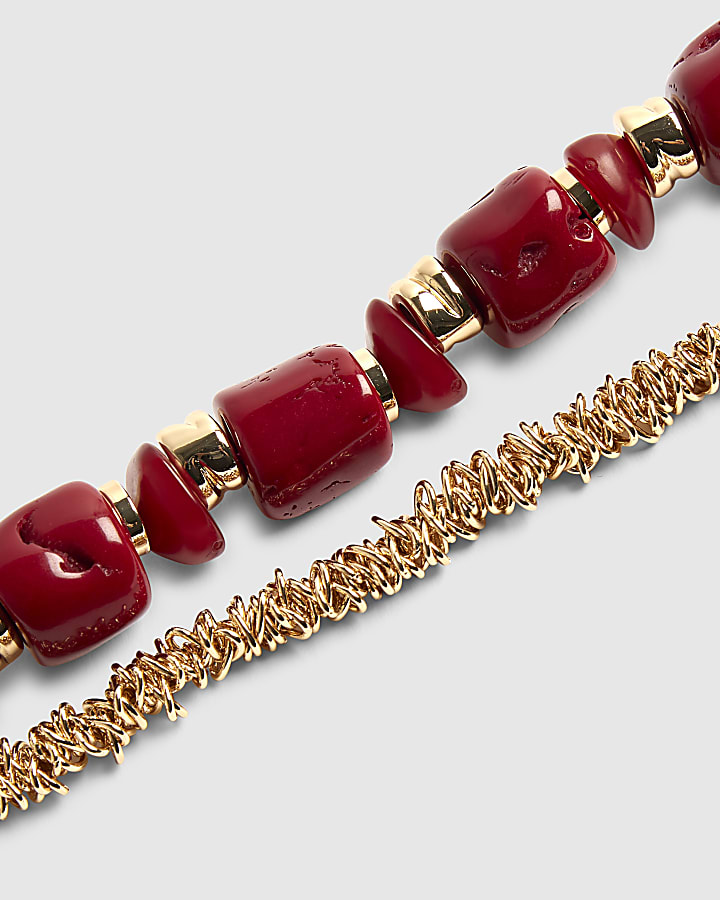 Red Coral Collar Necklace