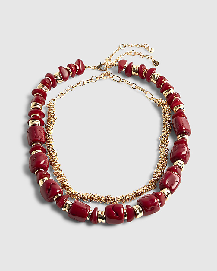 Red Coral Collar Necklace