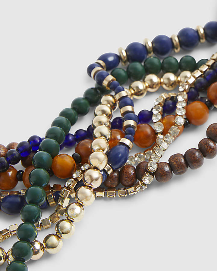 Multi Colour Beaded Multirow Necklace