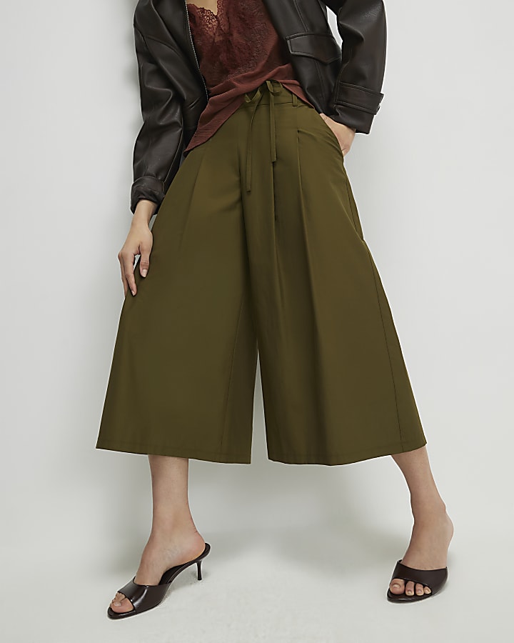 Khaki Poplin Culottes