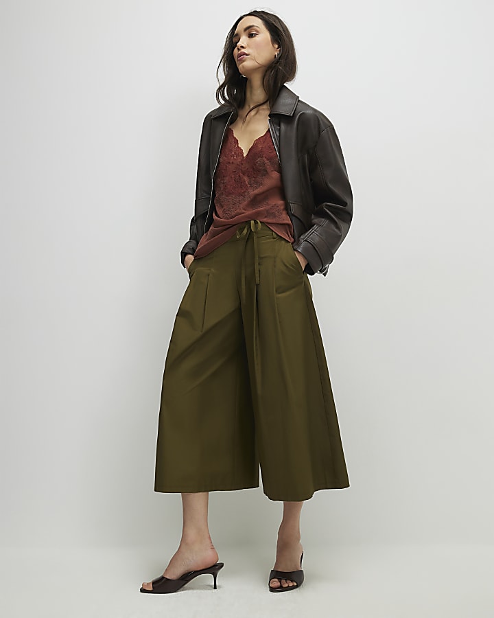 Khaki Poplin Culottes