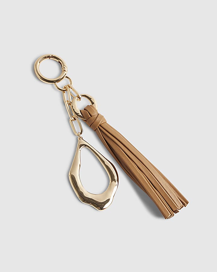 Brown Tassel Link Bag Charm