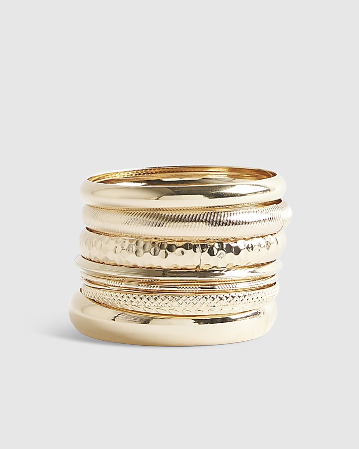 Gold Metal Bangle Stack