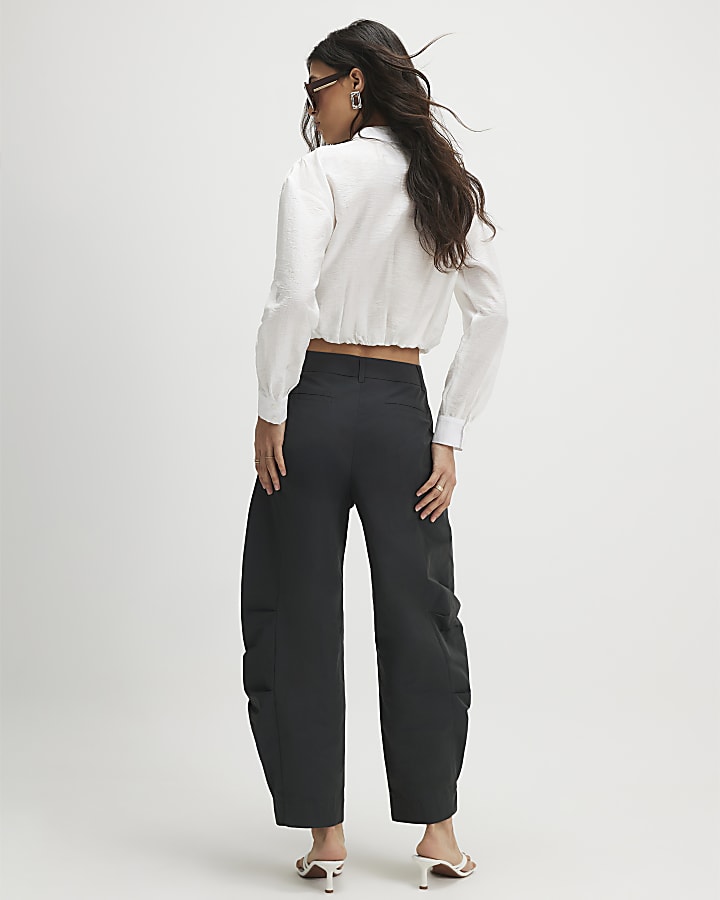 Khaki Barrel Leg Trousers