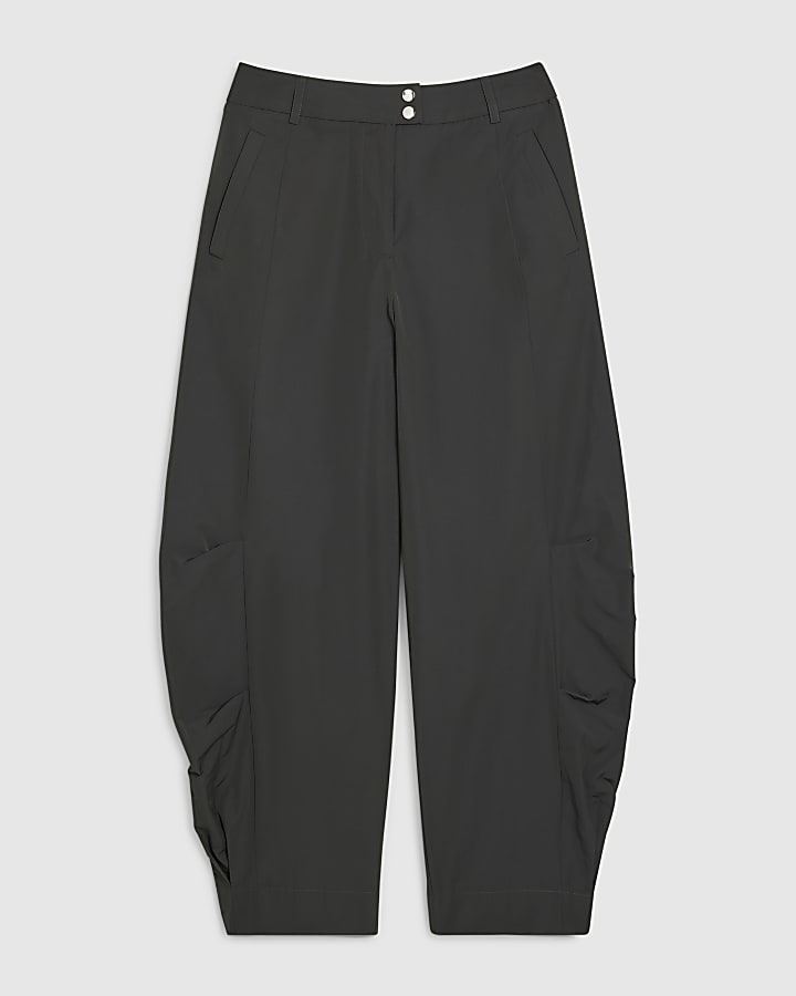 Khaki Barrel Leg Trousers