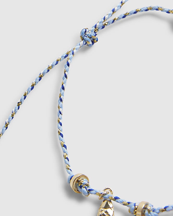 Blue Cord Charm Bracelet