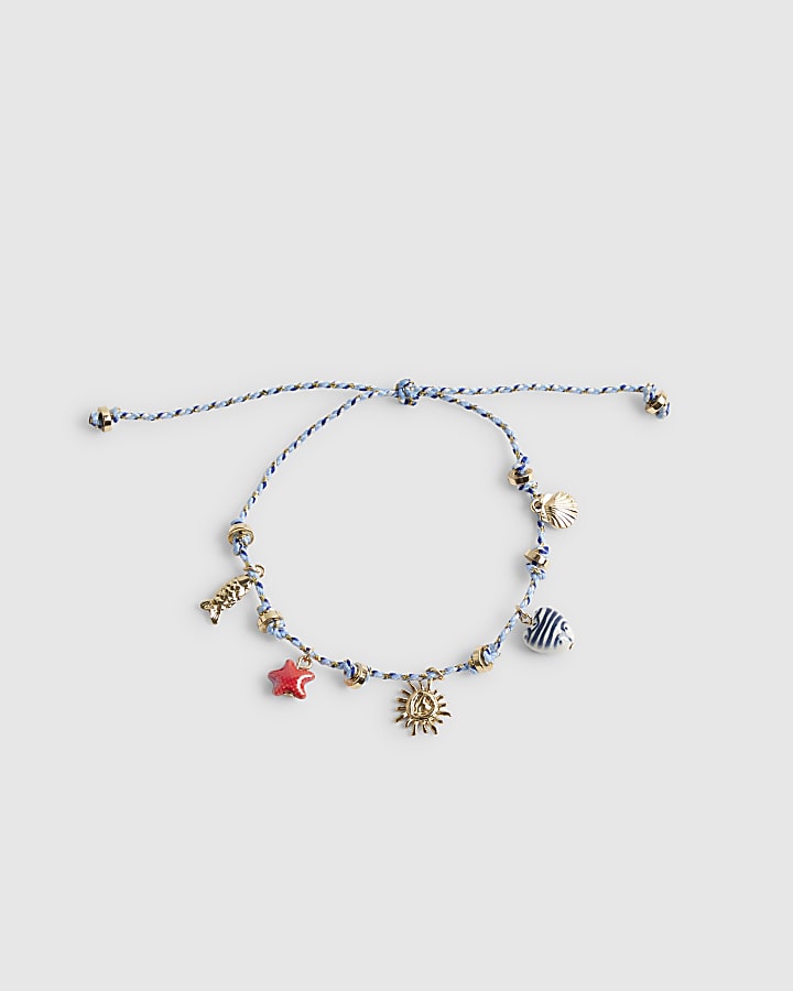 Blue Cord Charm Bracelet