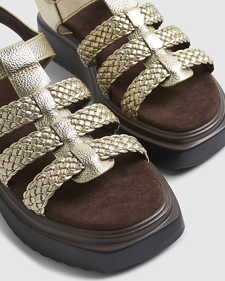 Gold Fisherman Flatform Sandals