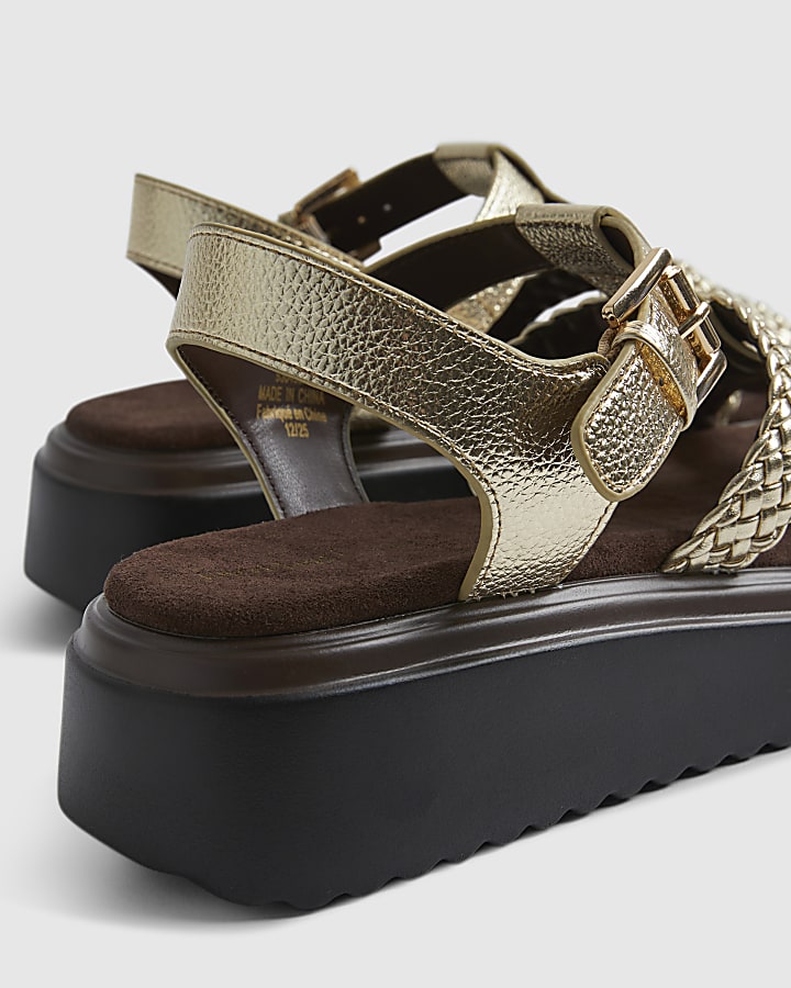 Gold Fisherman Flatform Sandals