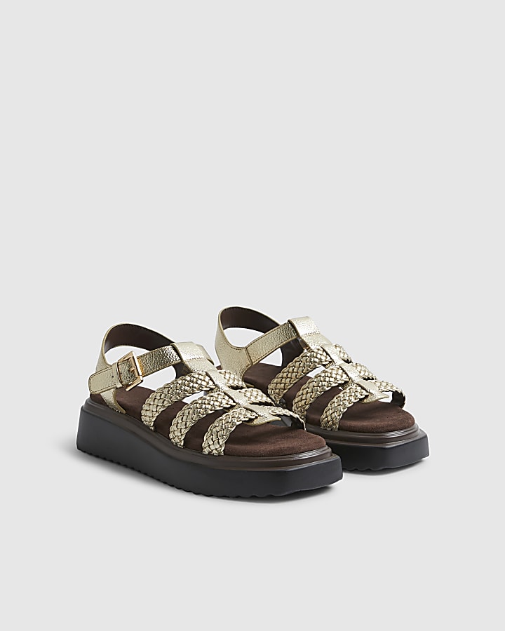 Gold Fisherman Flatform Sandals