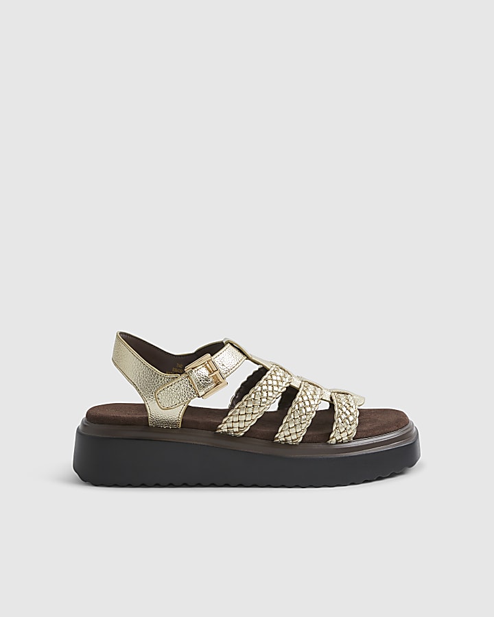 Gold Fisherman Flatform Sandals