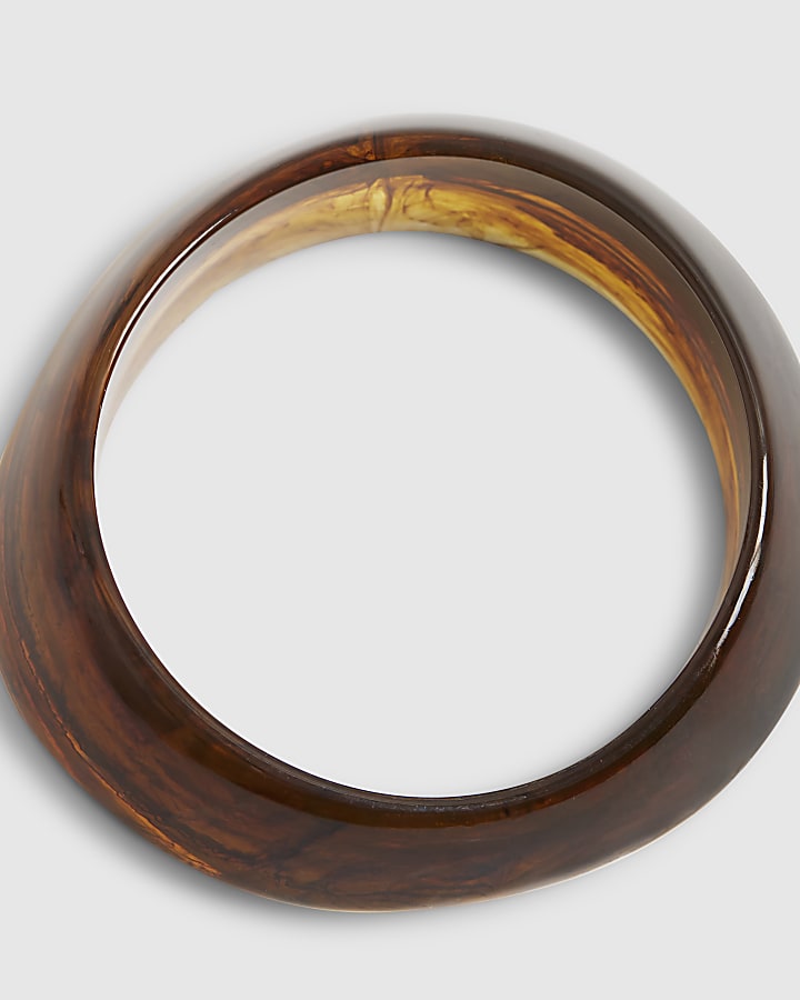 Brown Sculpted Tortoiseshell Resin Bangle