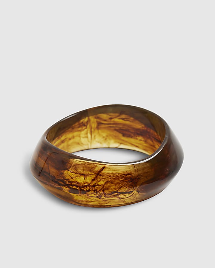 Brown Sculpted Tortoiseshell Resin Bangle