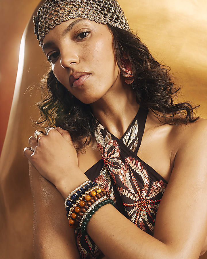 Brown Beaded Bracelet 20 Pack