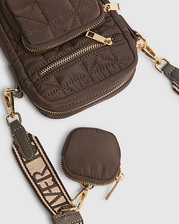 Brown Webbing Strap Cross Body Bag