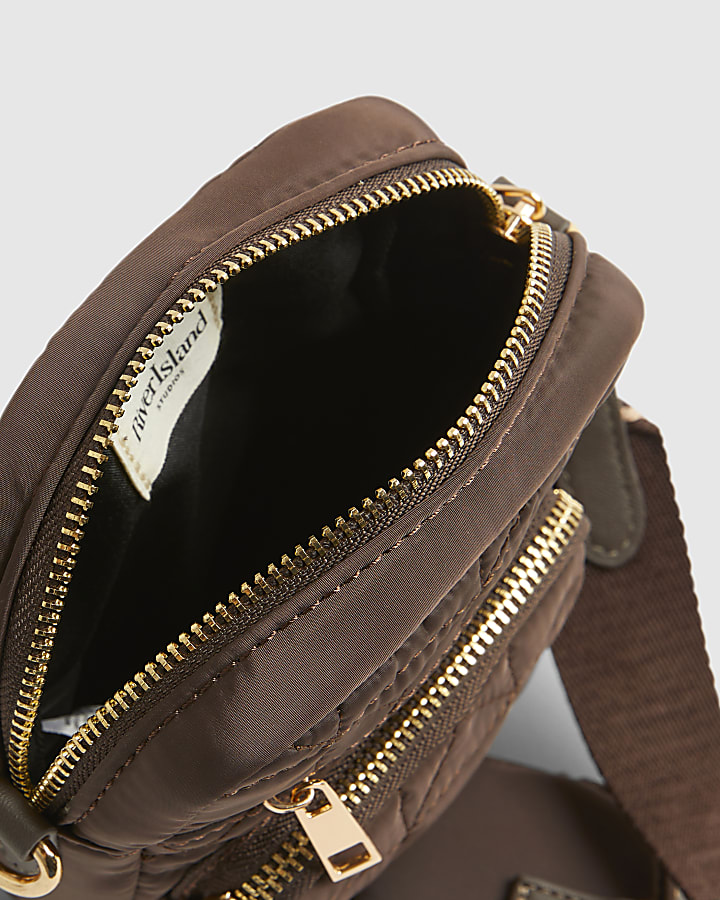 Brown Webbing Strap Cross Body Bag