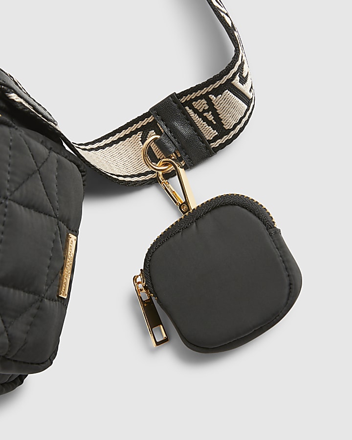 Black Webbing Strap Cross Body Bag