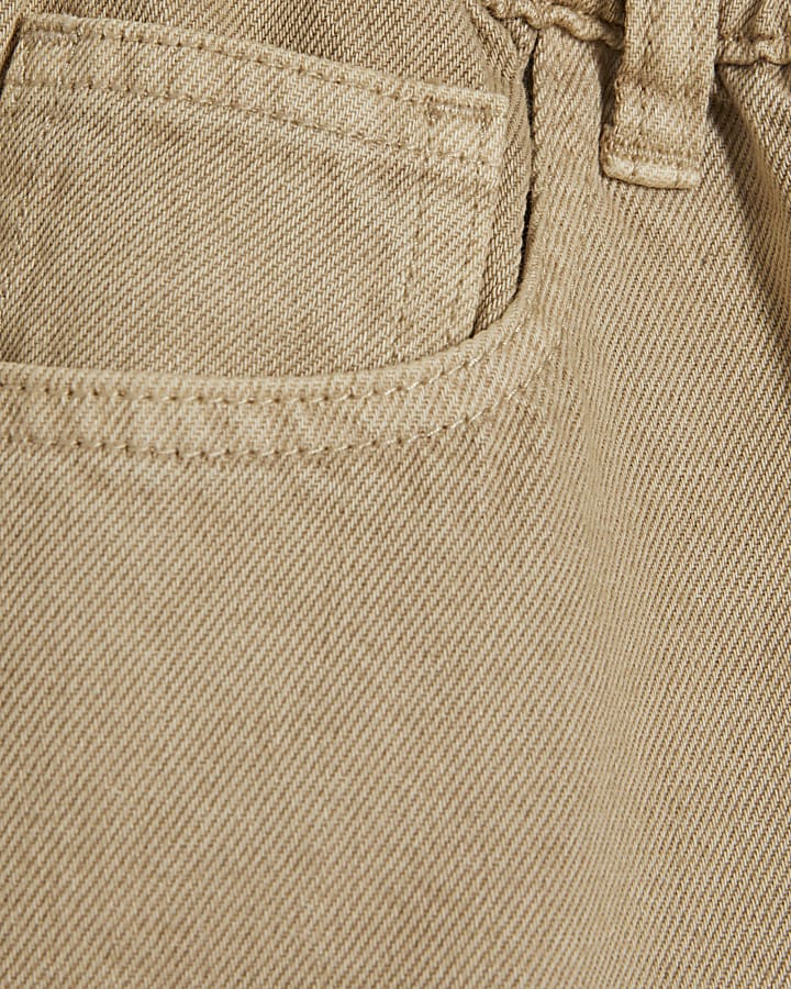 Beige Elasticated A Line Denim Shorts