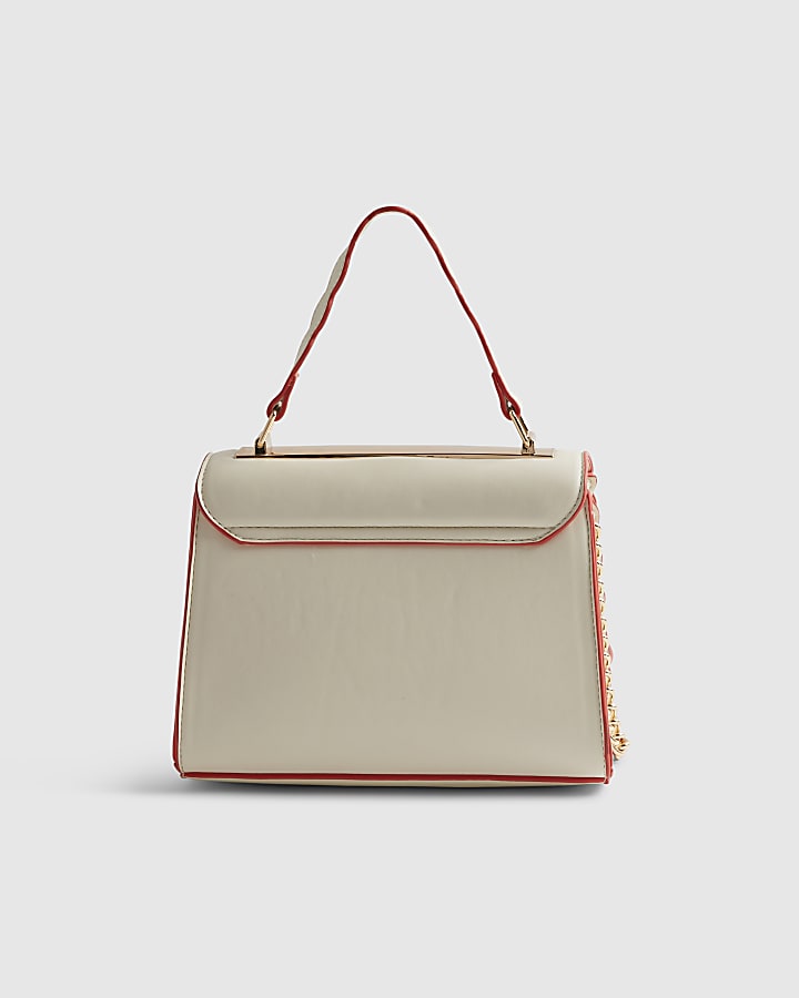 Cream Scallop Mini Charm Tote Bag