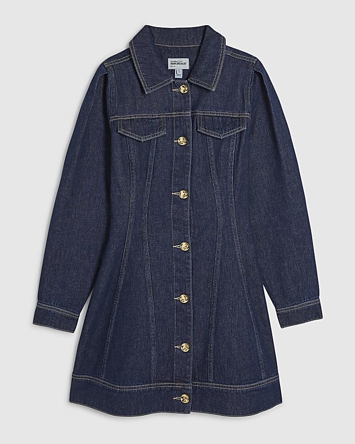 Blue Fitted Denim Dress