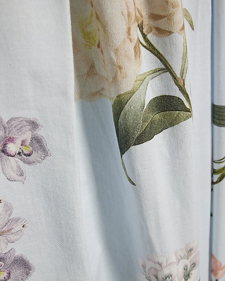 Blue Floral Wide Leg Trousers