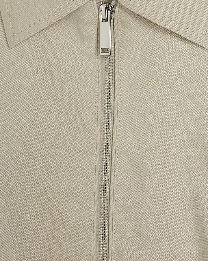 Cream Zip Through Harrington Jacket