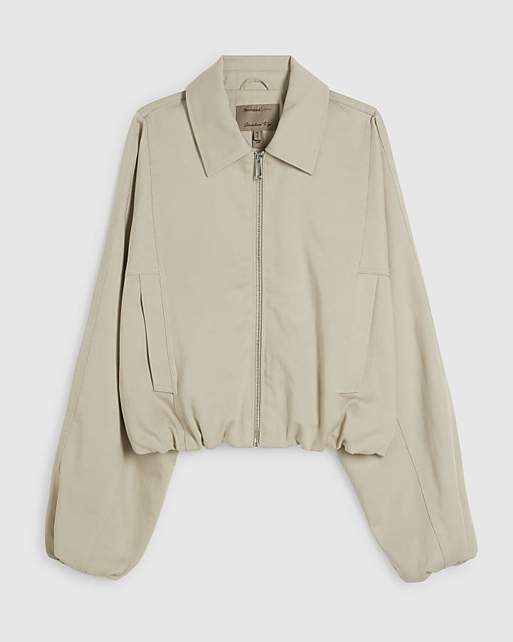 Cream Zip Through Harrington Jacket