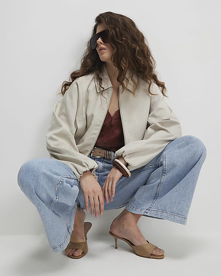 Cream Zip Through Harrington Jacket