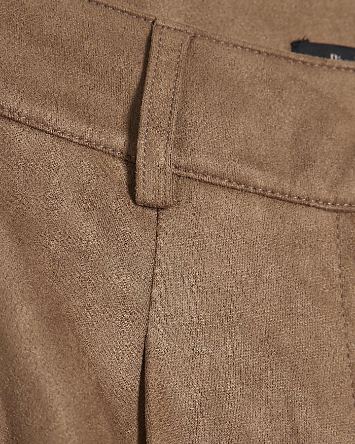 Beige Faux Suede Tailored Shorts