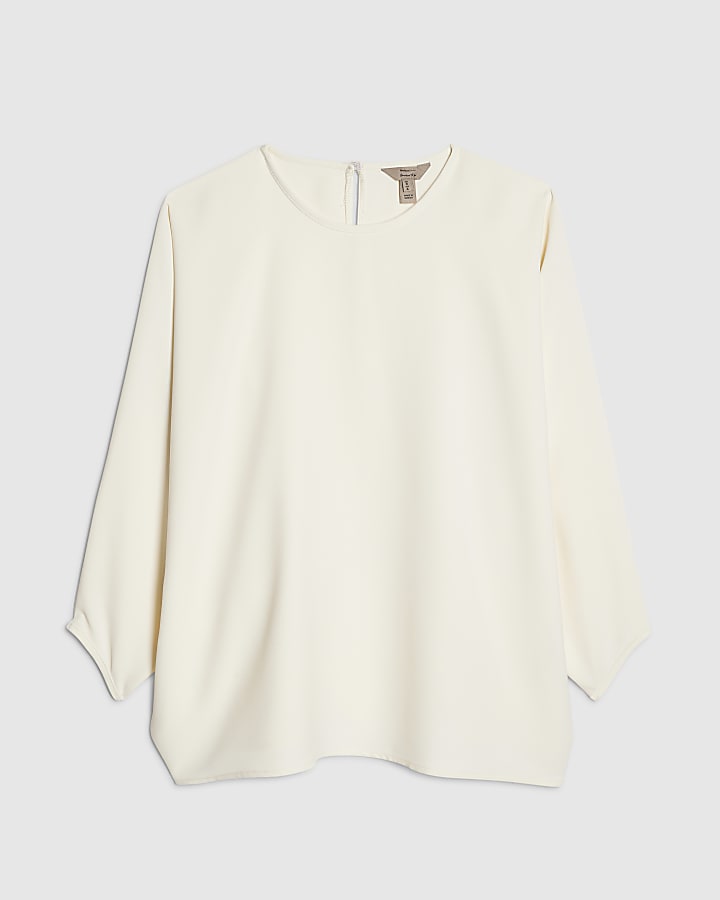 Cream Long Sleeve Batwing Top