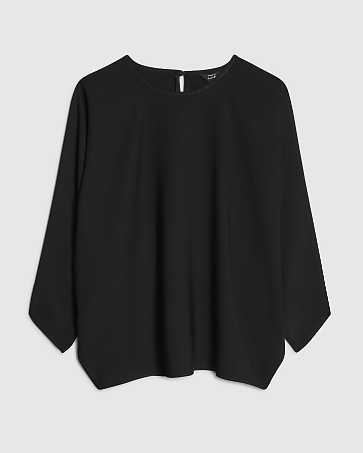 Black Long Sleeve Batwing Top
