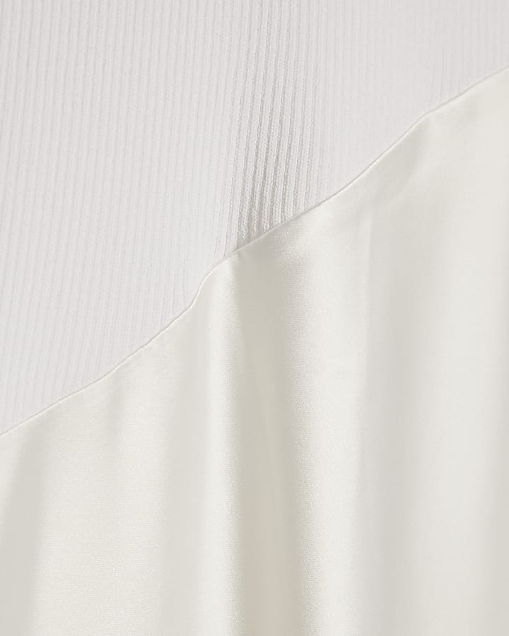 Cream Satin Hybrid Midi Dress