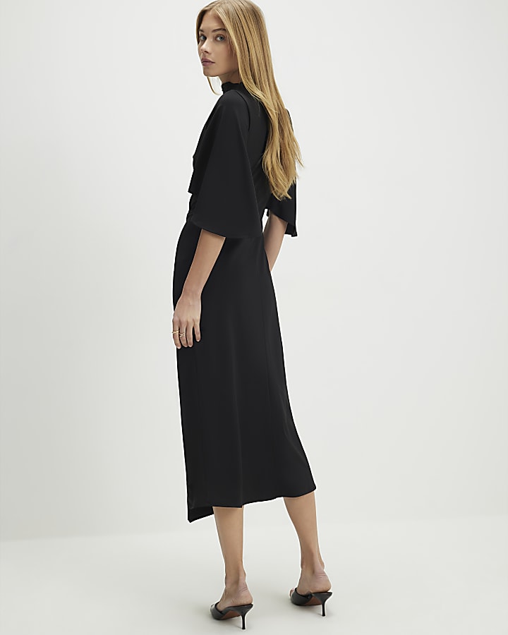 Black Gold Buckle Midi Dress