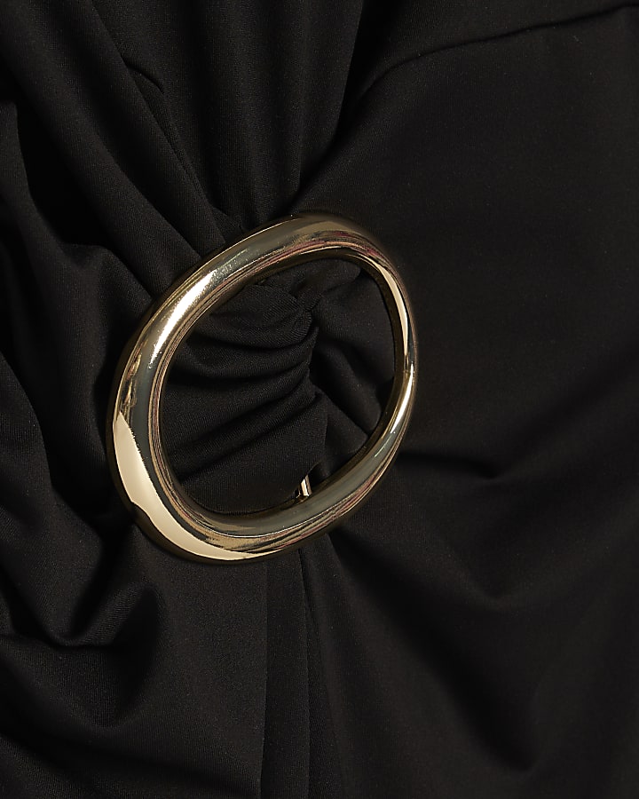 Black Gold Buckle Midi Dress