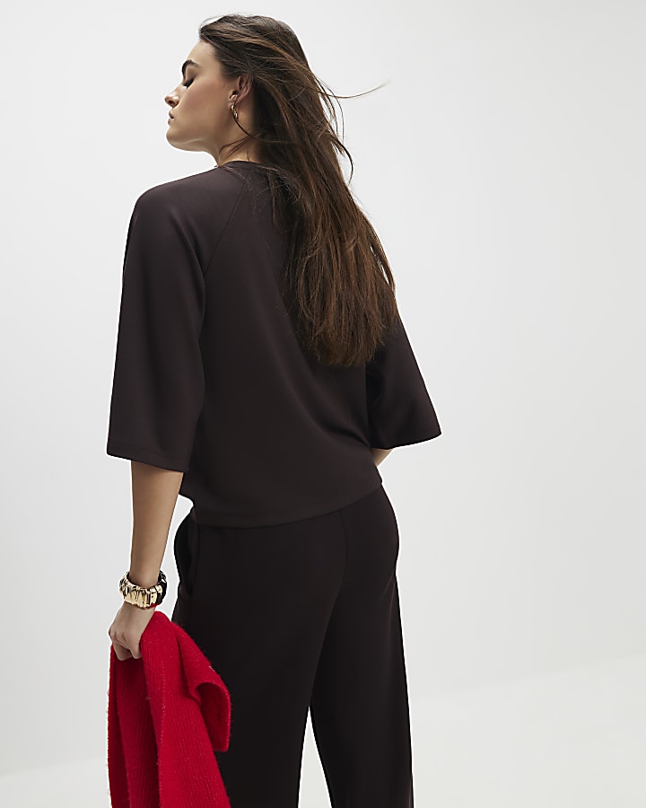 Brown Premium Short Sleeve Raglan Top