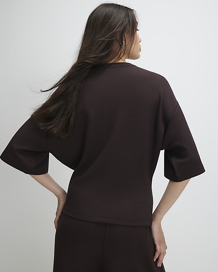 Brown Premium Short Sleeve Tuck Side Top