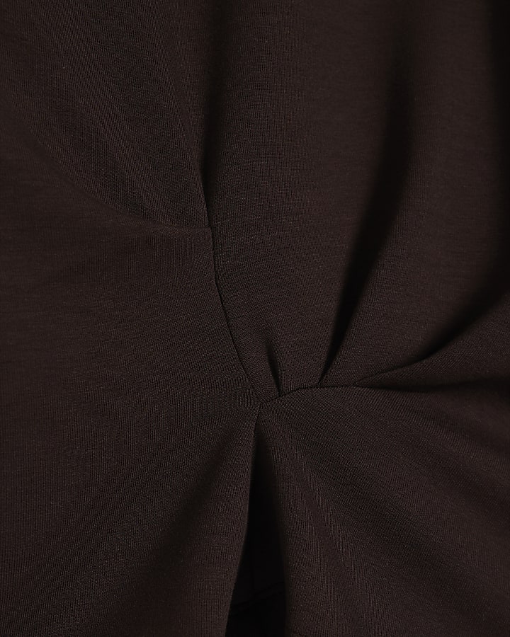 Brown Premium Short Sleeve Tuck Side Top