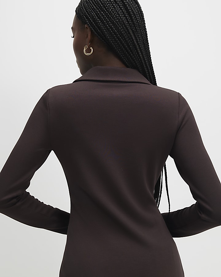 Brown Long Sleeve Premium Button Up Shirt