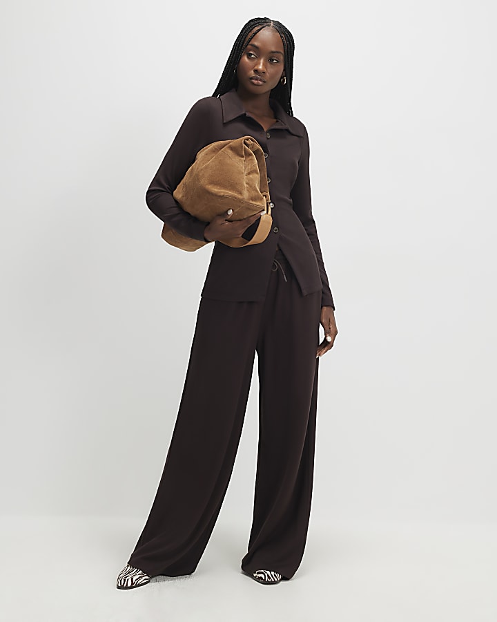 Brown Long Sleeve Premium Button Up Shirt