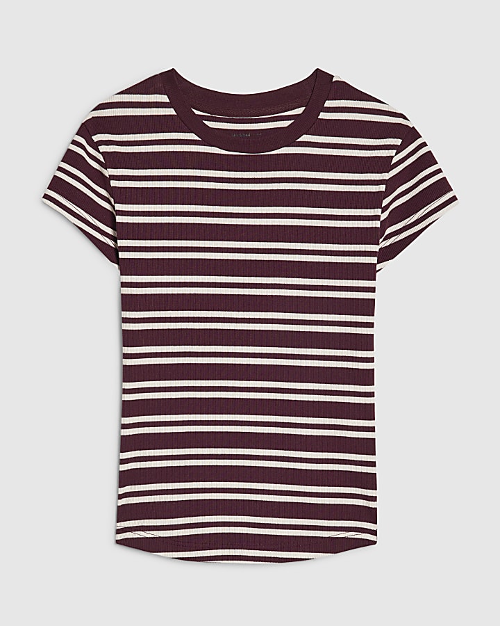 Red Stripe Fitted Rib T-Shirt