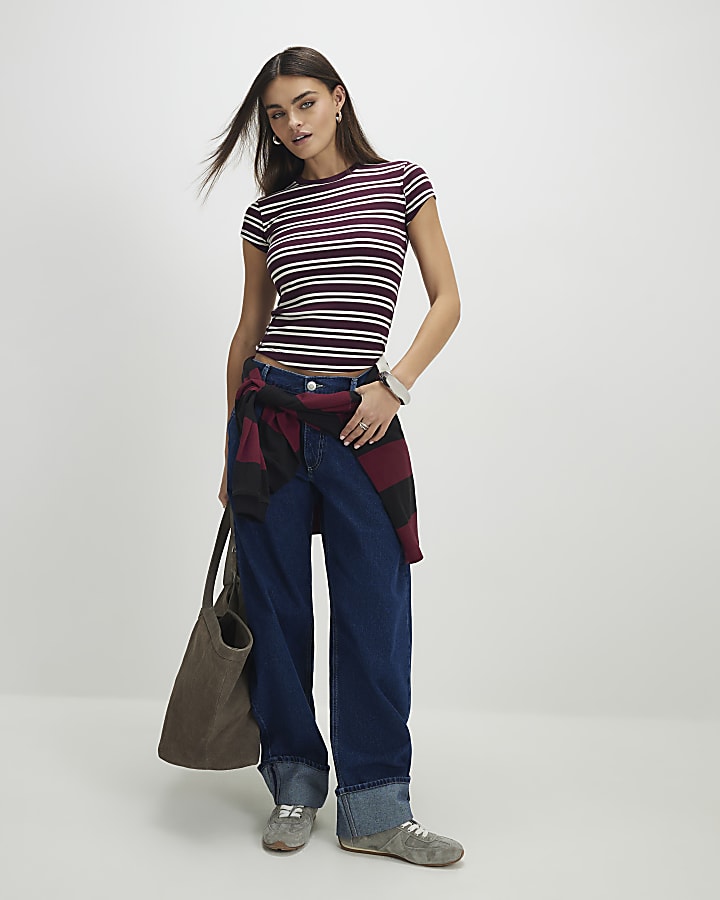 Red Stripe Fitted Rib T-Shirt